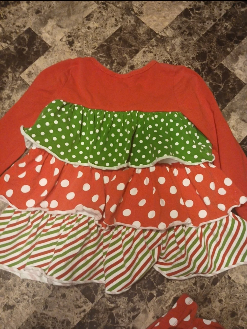 Bonnie Jean Red & Green Polka Dot Ruffle Holiday Set
